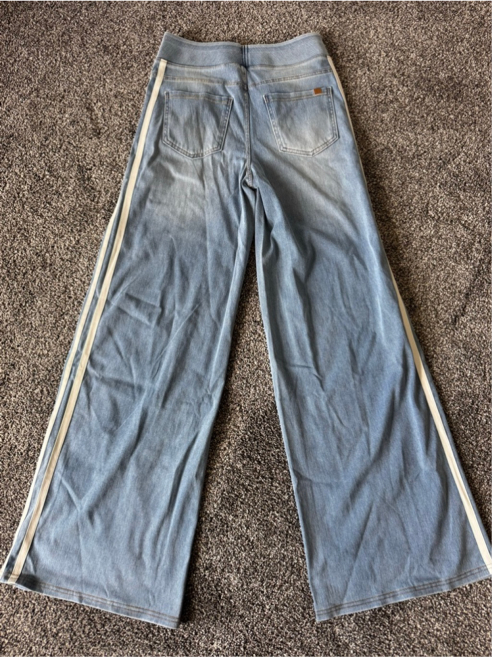 Halara Flex™ High Waisted Stripe Wide Leg Flowy Washed Casual Jeans Light Blue M - Picture 10 of 14